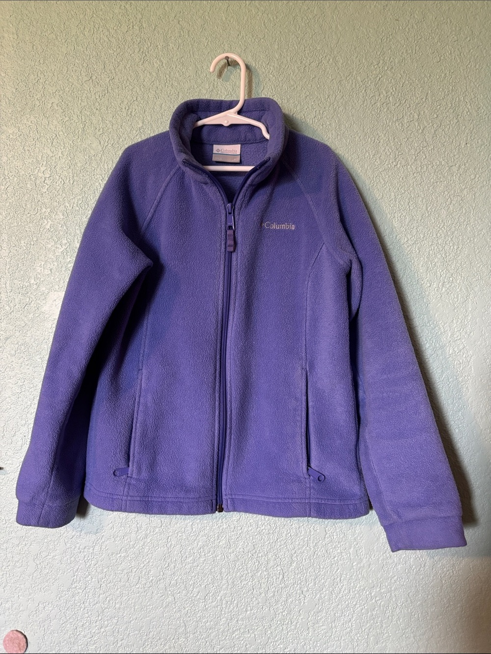 Columbia Lavender Full-Zip Fleece Jacket Girls Medium Size 10/12 Good